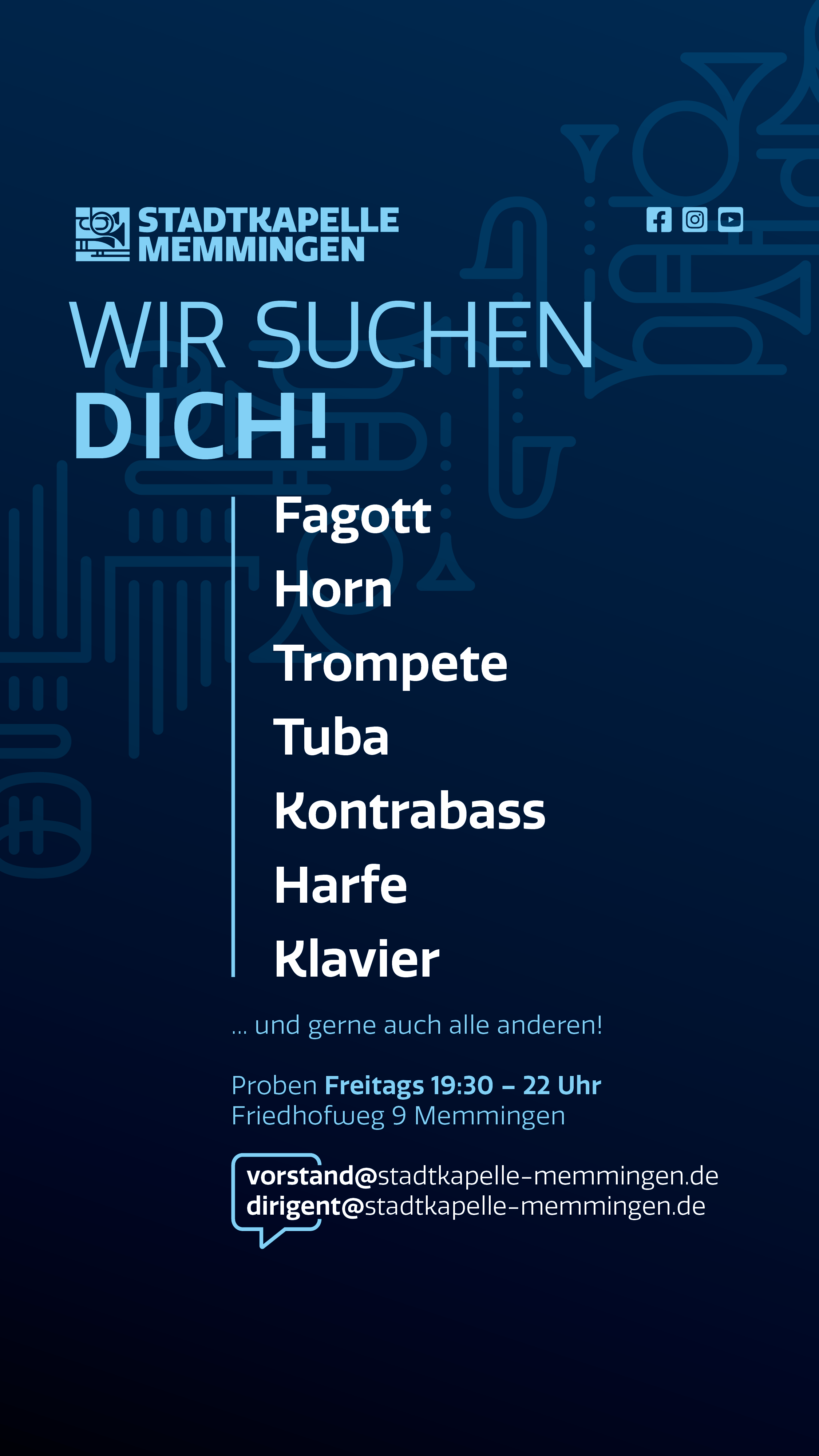 Verstärkung gesucht · Instrumente, Instagram Story